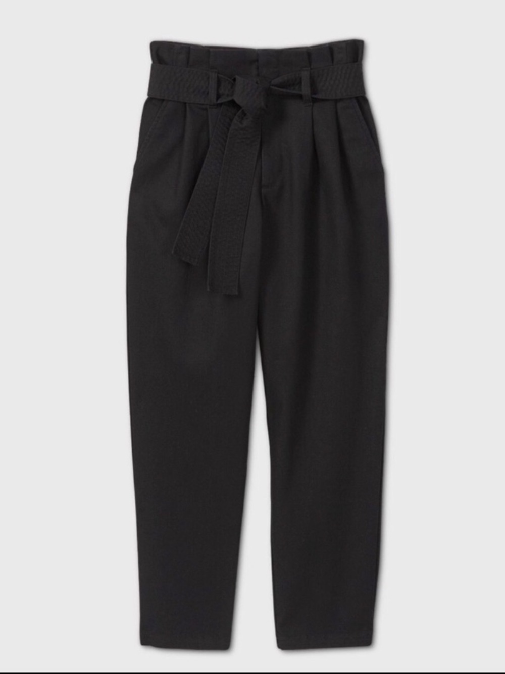 A New Day Tie Waist Black Paperbag Pants Pleated Trousers